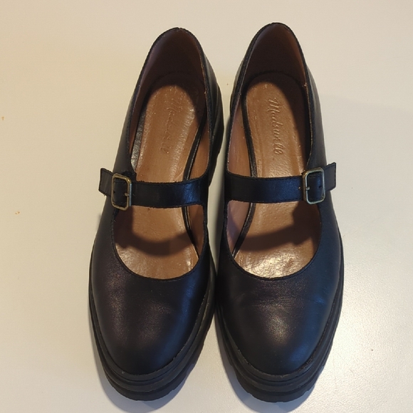 Madewell Shoes - Madewell Black Leather Mary Jane Flats
